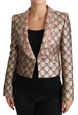 DOLCE & GABBANA Jacket Gold Floral Sequined Blazer Coat IT38 /US4 / XS RRP $5600