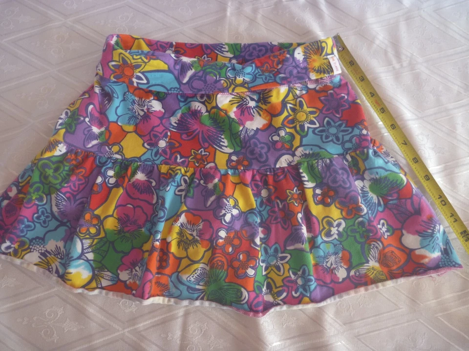 Girl 14 Skort  Skirt Tiered Ruffled Active Floral Multi Cotton Knit Stretch - Image 4 of 4
