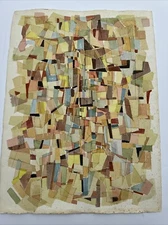 LARGE WILLIAM LEWIS PAINTING ABSTRACT MASTERFUL CUBISM MOERNISM DAMAGED FOXING