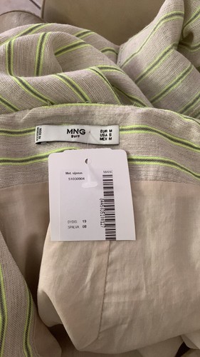 MANGO Striped linen blend wrap skirt. Size M - Picture 12 of 12