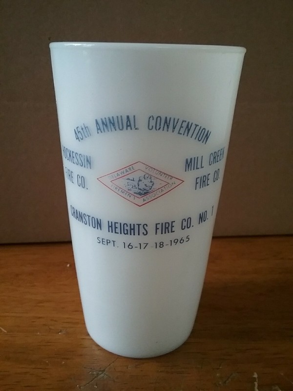Vintage 45th Annual Delaware Firemen Association Convention Sept.1965 Milk Glass