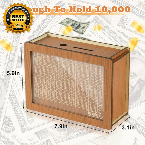 10000 Savings Challenge Box, Money Saver Box 10K Smash, Wooden Digital save Pigg - Picture 5 of 7