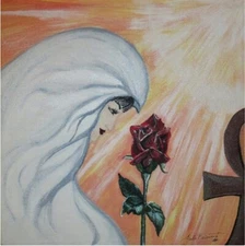 Art Deco Light Stylized Portrait 12"x12" Original Acrylic Painting Julie Belmont