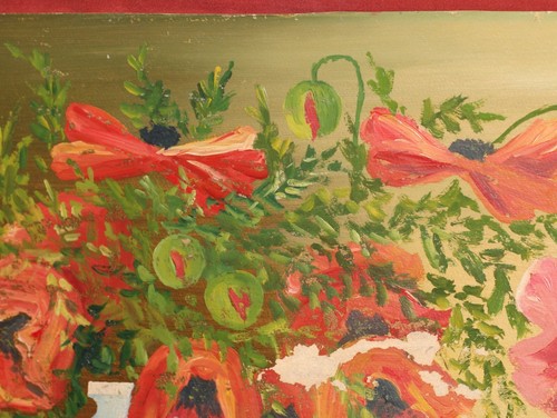 Antique original oil painting still life with vase - Picture 11 of 18