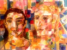 ORIGINAL QUALITY VINTAGE ART MAN WOMAN CUBIST SURREALISM BRAQUE INSPIRED