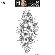 Sexy Temporary Tattoo Sticker Black Flower Waterproof Body Art Waist Women Men.