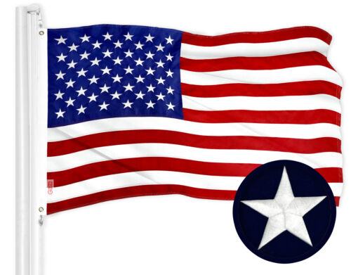 Ojales de latón de poliéster bordados con bandera estadounidense de 3x5 pies por G128 - Imagen 1 de 7