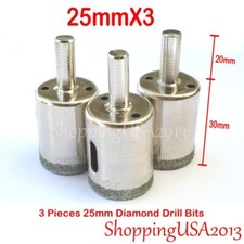 3Pcs 25mm Diamond Drill Bits Set Hole Saw Cutter Tool Glass Marble Tile