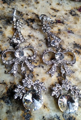 Jaw Dropping JIM BALL 3" Dangle Drop Silver Tone Rhinestone Pageant Earrings! - Picture 4 of 11