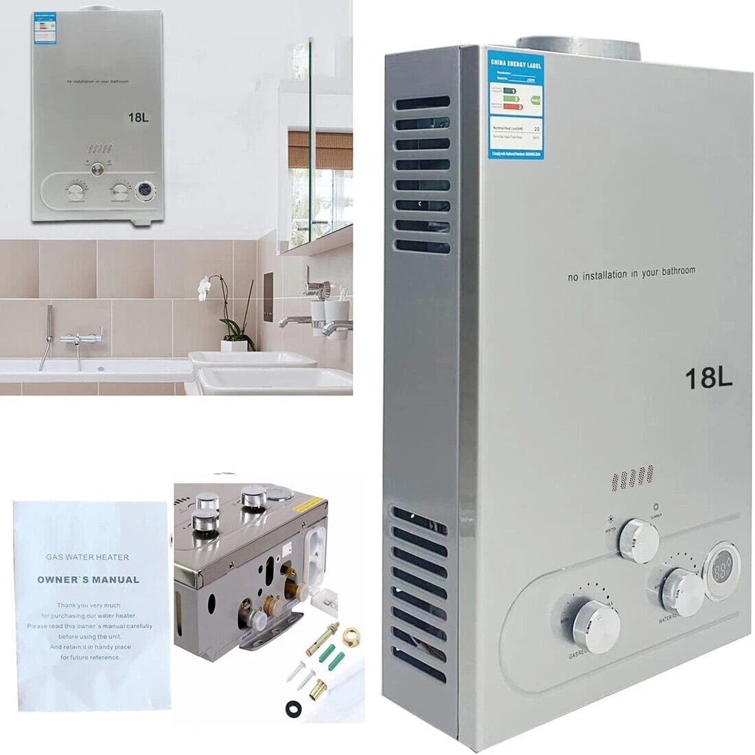 18L LPG Propane Gas Tankless Instant Hot Water Heater Boiler With Shower  Kit UK | eBay
