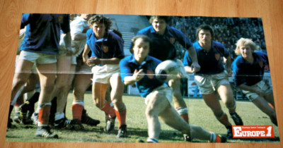 Rugby Poster Europa 1 Team Team Team Frankreich Fouroux startet Angriff 1970er