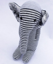 Hand-Sewn Sock Elephant, Elephant Toy, Sock Doll