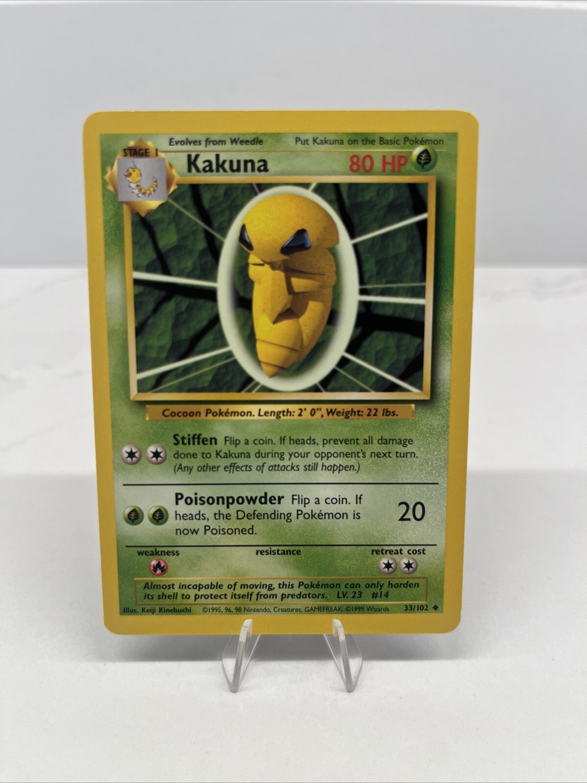 Kakuna Base Set 33/102 Uncommon Pokemon Card Unlimited 1999 Near Mint