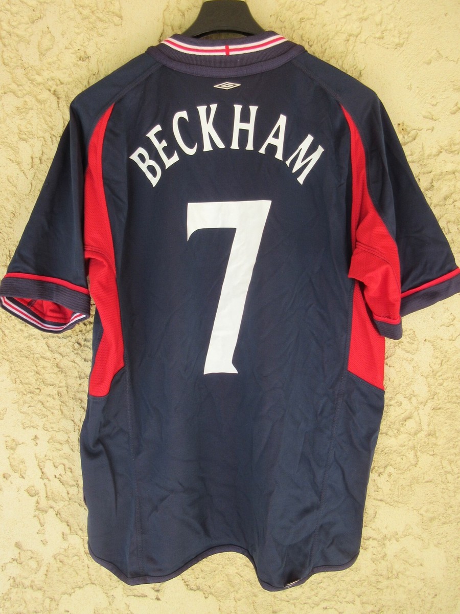 Maillot Vintage Angleterre #7 David Beckham Taille L - Occasion, Blanc