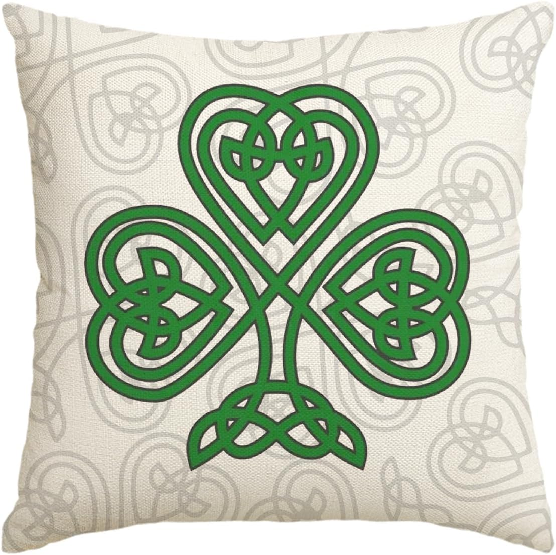 St Patricks Day Shamrock Pillow Cover 18x18 Inch Green Decor