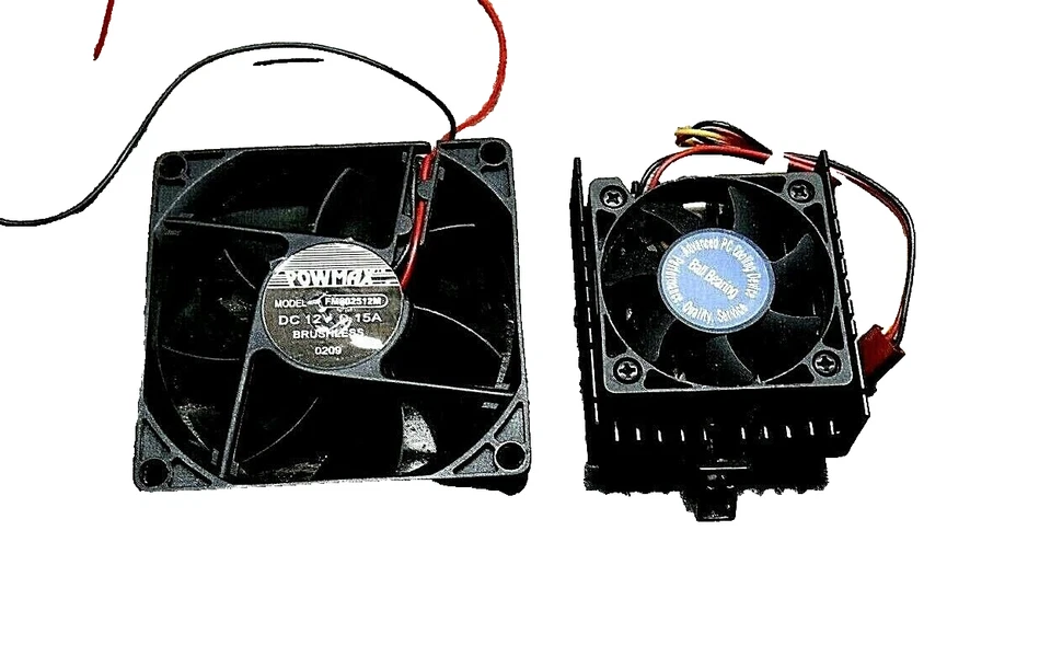 VINTAGE ADVANCED PC COOLING FANS 2 USED POWERMAX 12 VOLT BRUSHLESS INTERNAL TYPE - Image 2 of 4