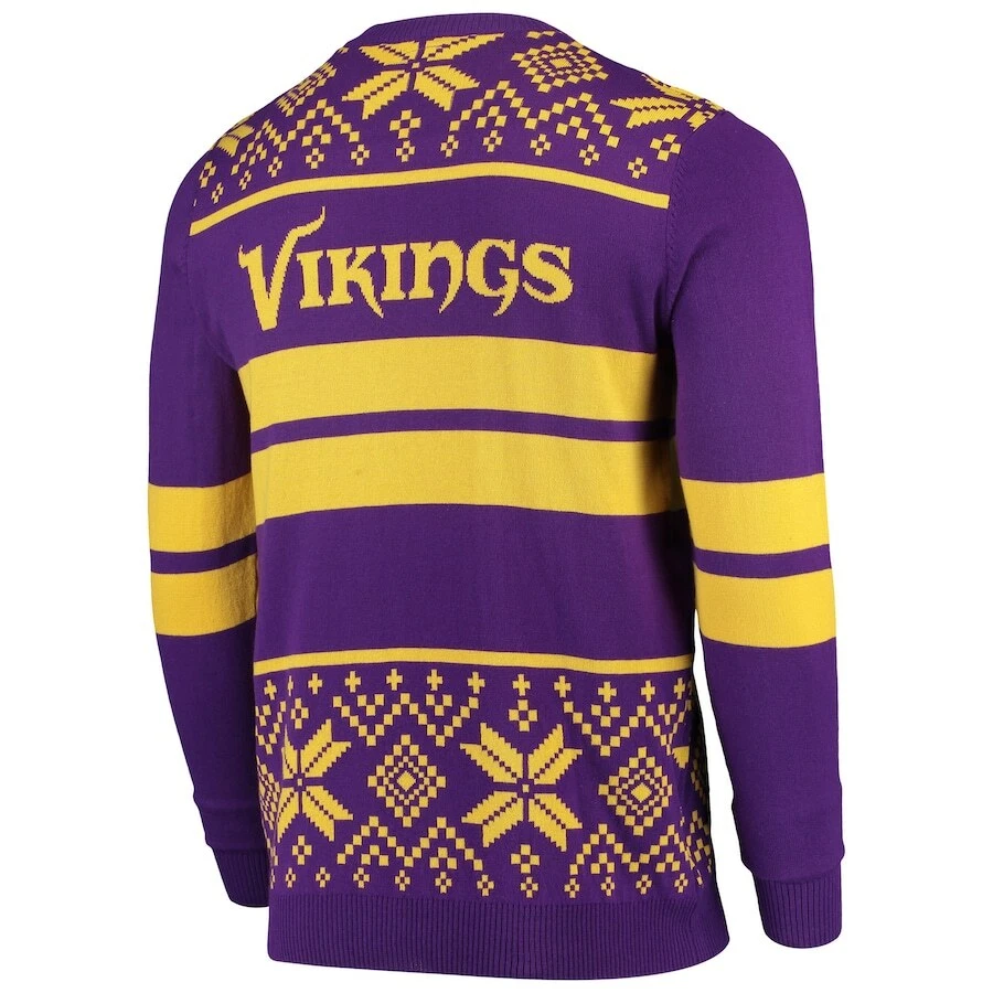 football Licensed Men's Minnesota Vikings Purple/Gold Light Up Ugly Sweater