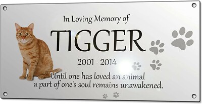 Haustier Hund Katze Denkmal Metall Silber Plakette Kaninchen Hamster maßgeschneidert personalisiert