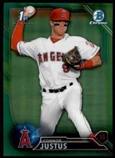 2016 Bowman Chrome Green Refractor Connor Justus 14/99 Los Angeles Angels