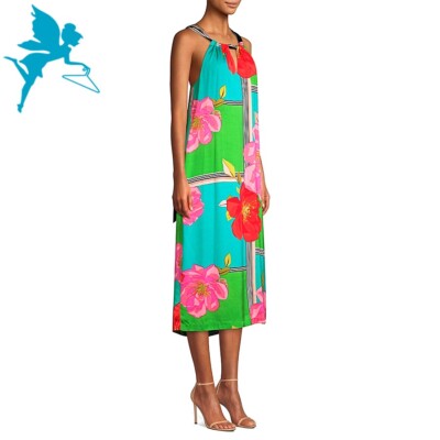 NWT TRINA TURK Silk Rose Print Halter Midi Dress | eBay