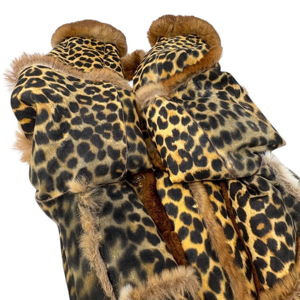 Christian Dior Vintage Leopard Shearling Fur Jacket Top #40 Brown