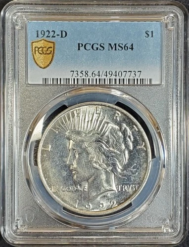 1922-D Silver Peace Dollar PCGS MS64