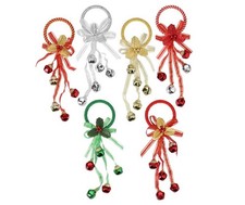 Christmas Door Hanger Bells with Decorative Bows, 6 Pack Holiday Jingle Bells in