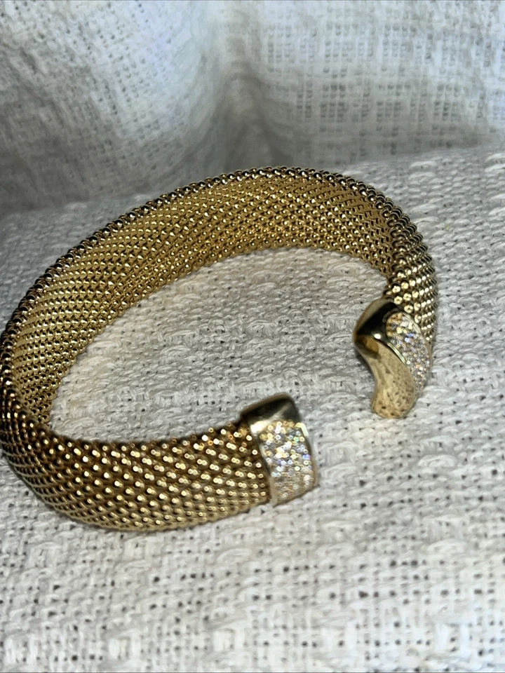 925- Dyadema - Chapado en oro sobre 925- Hecho en Italia Malla Brazalete Diamantes Circonita Foto 3 de 4