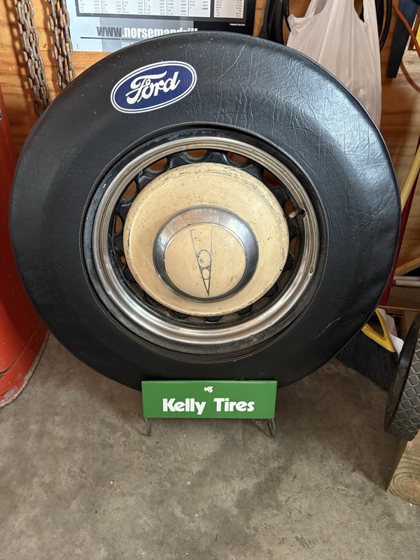 Petrolania Vintage Kelly Tire Stand With ford Tire Advertisement 