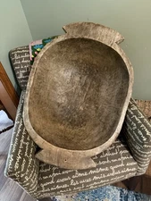 Large Primitive Antique Wooden Dough Bowl Trencher