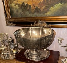 Large Hand-Hammered Buccellati Style Italian Sterling Silver Plated Bowl