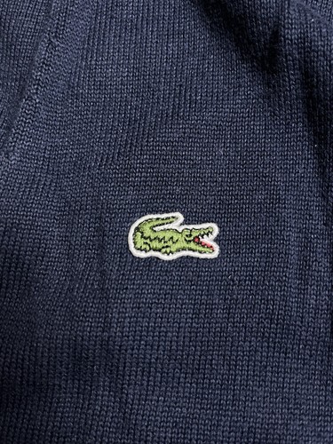 🔥90's Lacoste Cardigan Y2k Knit Retro Boxy V-Neck Sweater Streetwear Vintage L - Picture 13 of 15