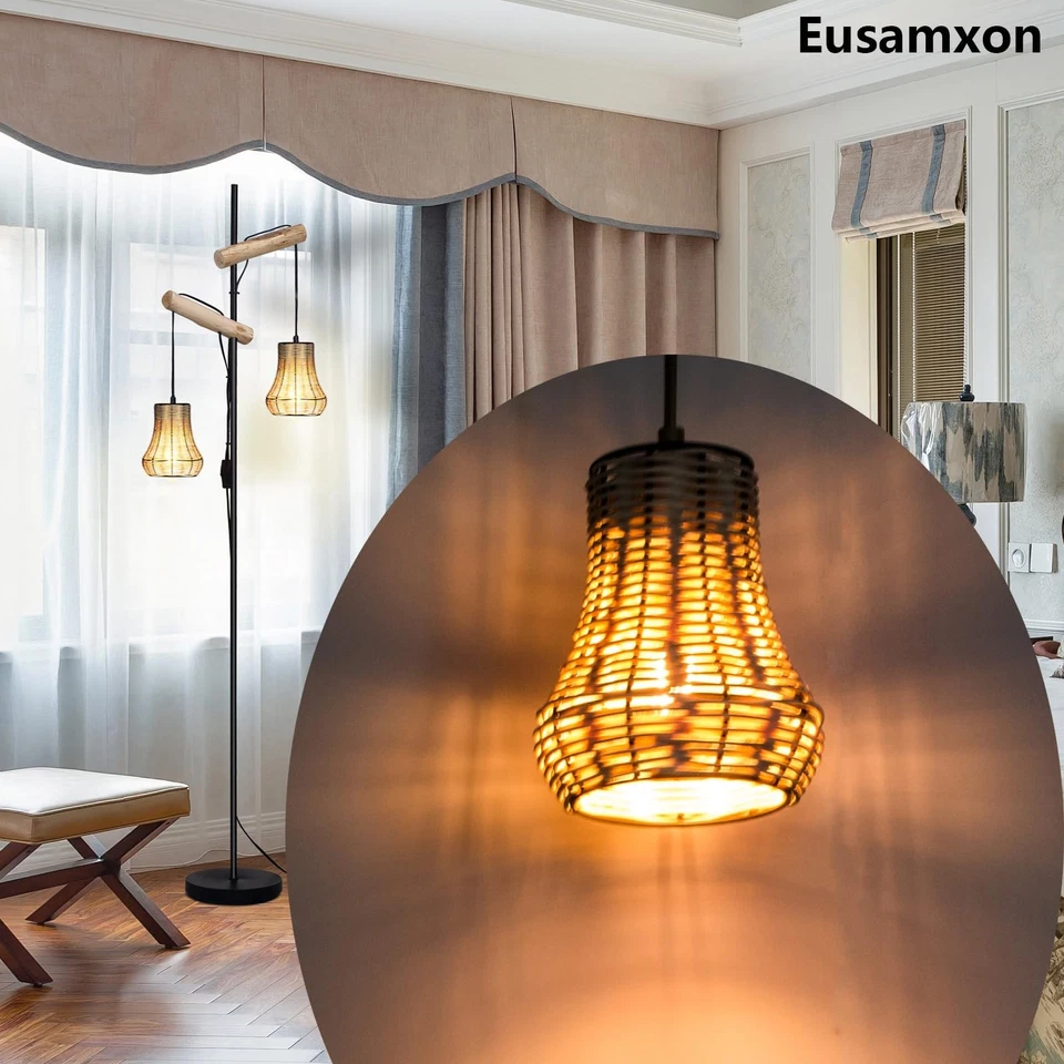 Lámparas de pie colgantes para sala de estar granja, lámpara de pie árbol con R... Foto 2 de 4