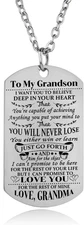 Grandson Necklace Love Grandson Dog Tag Believe Inspirational Gifts from Grandma