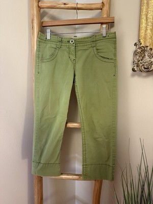 ANTHROPOLOGIE ETT:TWA Cotton CROPPED PANTS Green Kahki Sz 2 EUC