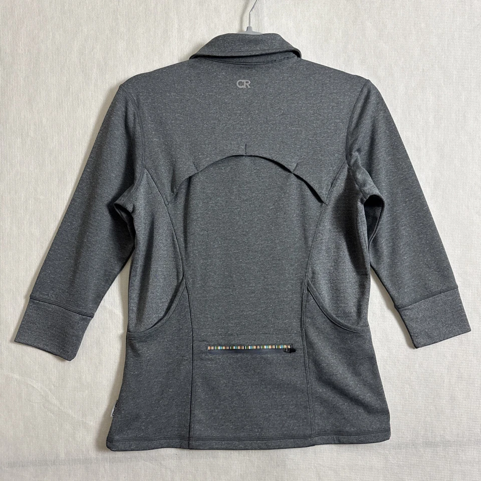 Camiseta deportiva de ciclismo Club Ride CR para mujer talla pequeña gris hermosa manga 3/4 cremallera 1/4 Foto 2 de 4