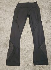 Lululemon Leggings Black W/Mesh  Pockets Size 4