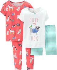Baby Girls' 4 Piece Cotton PJ Set Baby - Dogs - 9 Months