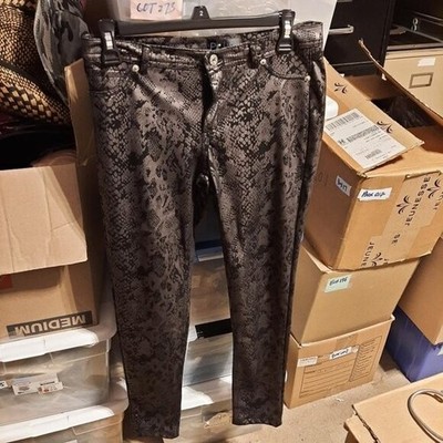 NEW ! P Luca Milano Women Snake Skin Slim Fit Legging Pant Black/Gray Size L
