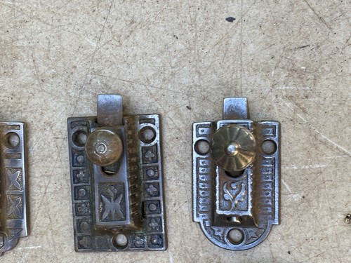 7 Vintage Cabinet / Cupboard Latches & 4 Catches Knob 1800’s Cast Iron - Picture 4 of 11