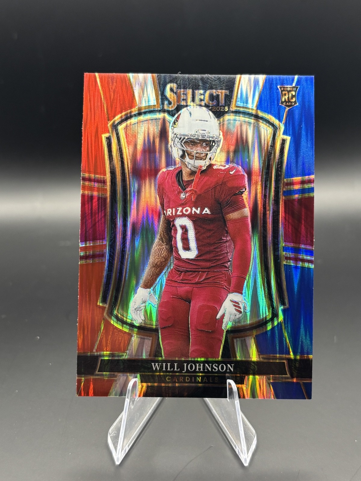 2025 Panini Select - Premier Level Will Johnson #122 Red & Blue Shock Prizm (RC)