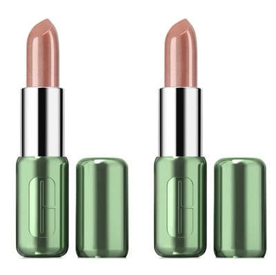 Lot of 2 Clinique Pop Longwear Shine Lipstick in #02 Bare Pop Full Size NWOB
