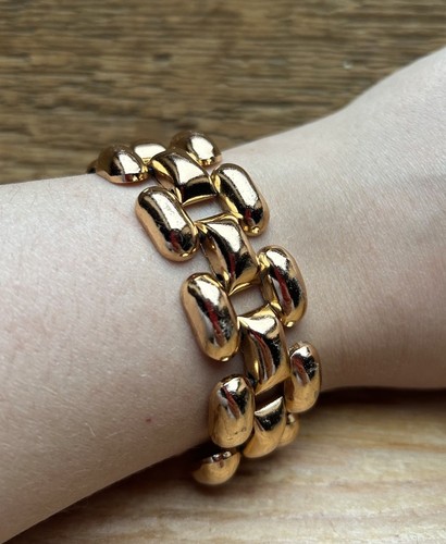 Unusual Gold Tone Chain Link Bracelet /Chunky Chain Link/Rose Gold Colour/Retro - Picture 1 of 7