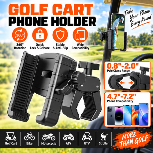 Golf Cart Cell Phone Mount 360° Holder for EZGO Club Car Yamaha 0.8-2" Pole