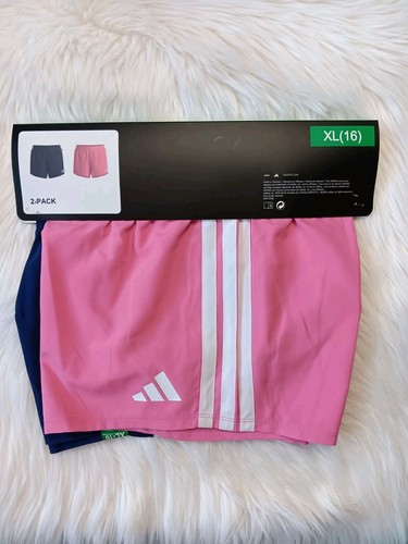 NWT Adidas Youth Girl's 2-Pack Shorts Pink/Blue Sz M(10/12), L(14), XL(16) - Picture 8 of 8