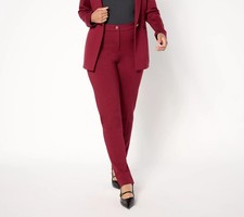 Susan Graver Petite Smart Ponte Slim Leg Trouser Pants Cranberry Wine 4X New