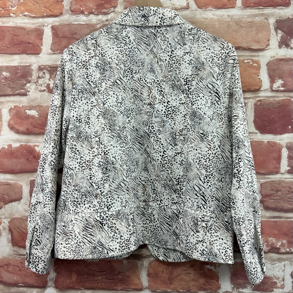 Blazer feminino vintage Drapers & Damons LP branco multicolorido animal jaqueta abstrata - Imagem 4 de 4