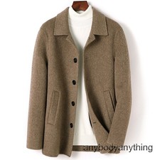 Winter Men's Wool Coat New Thicken Lapel Collar Casual Woolen Business Jackets