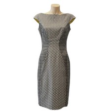 Versace Geometric Print Cap Sleeve Sheath Dress Size 40