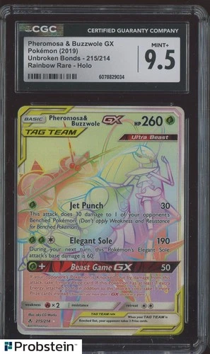 2019 Pokemon Unbroken Bonds Rainbow Rare #215 Pheromosa & Buzzwole GC CGC 9.5